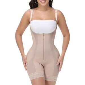 Women's Tan White Fajas Shapewear Postpartum Tummy Tuck Garment